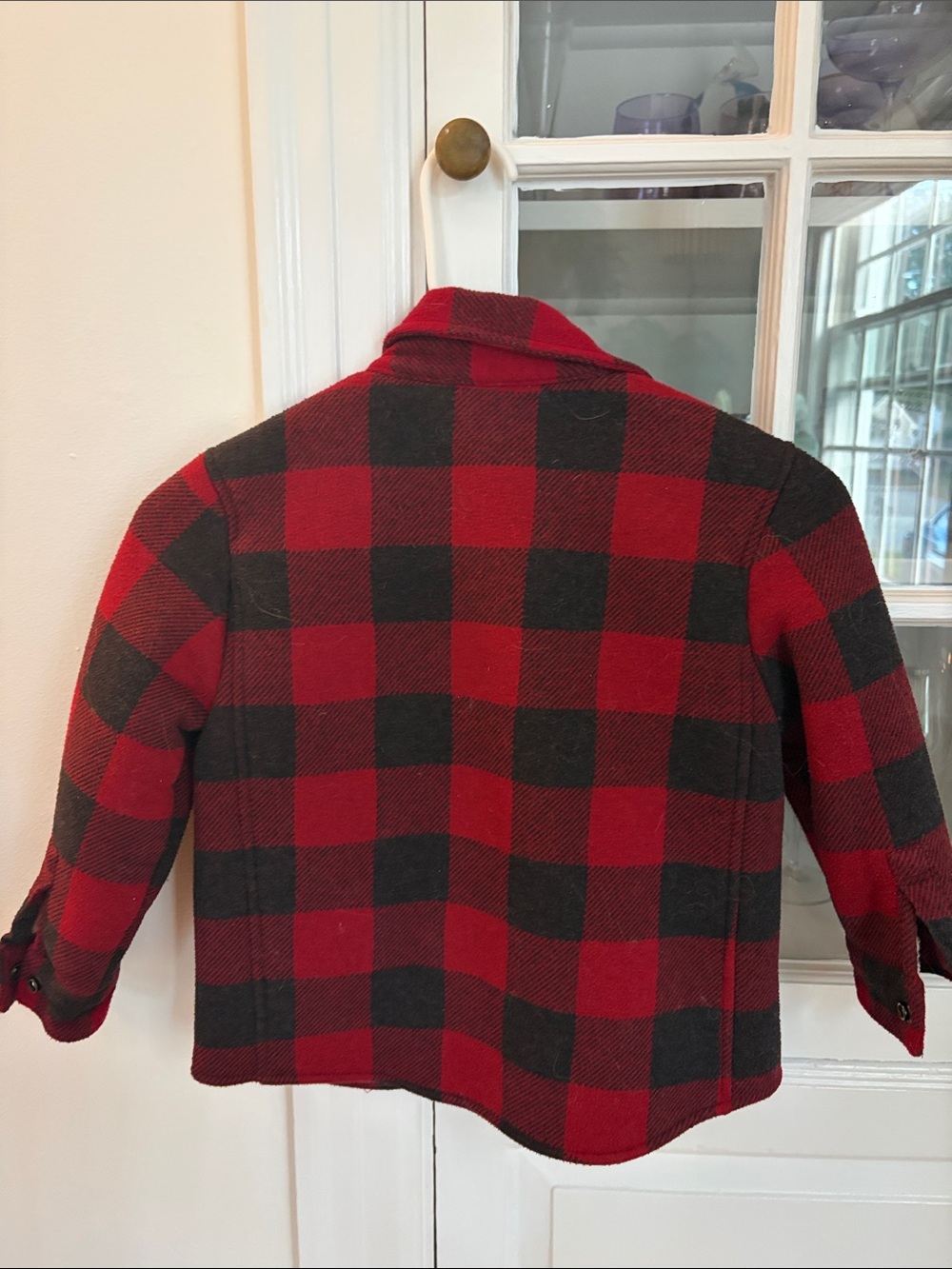 Faherty Kids Red and Black Buffalo Plaid Sherpa-Lined Shacket - Picture 4 of 4